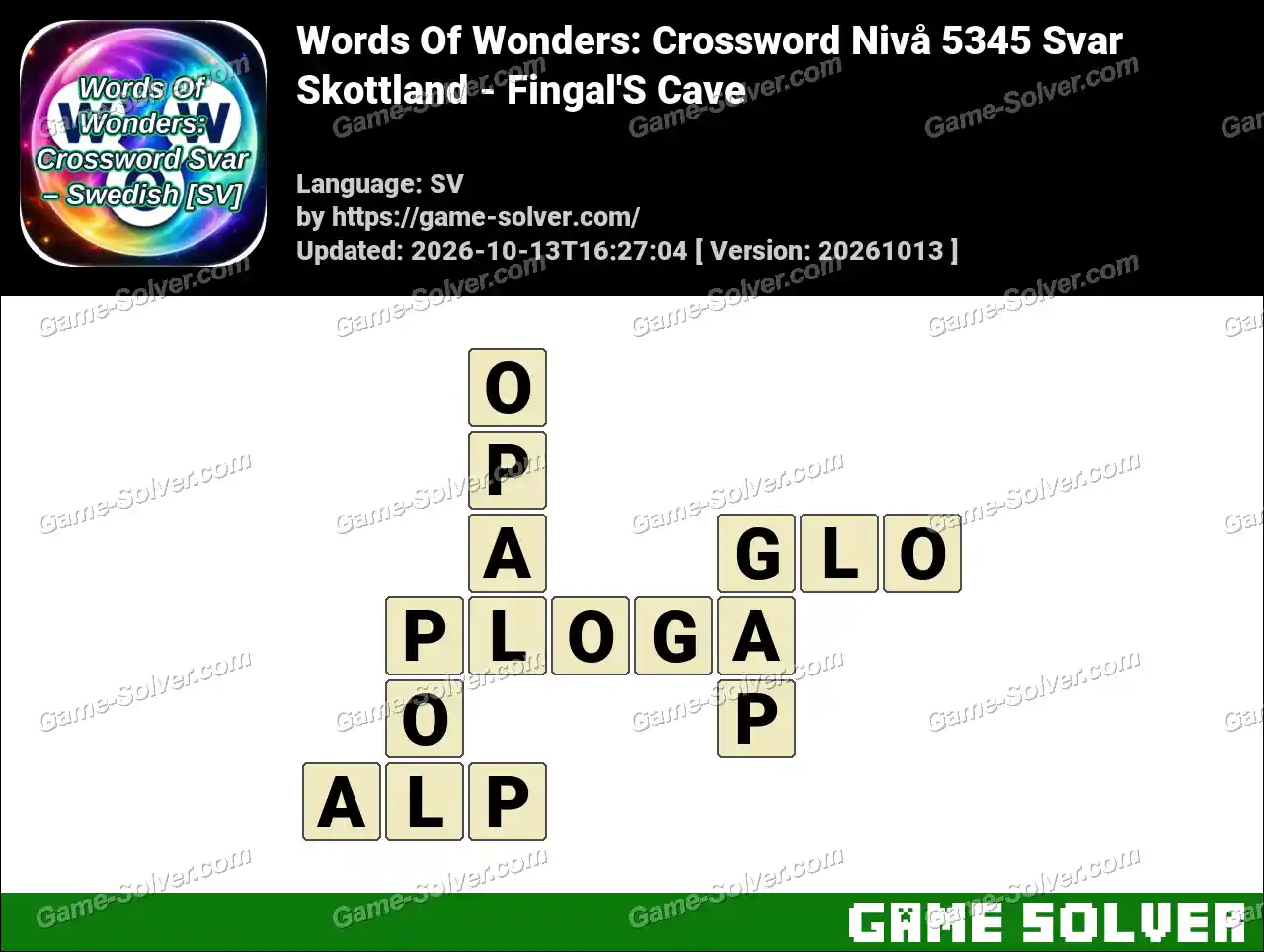 Words Of Wonders: Crossword Nivå 5345 Svar – Skottland – Fingal’S Cave